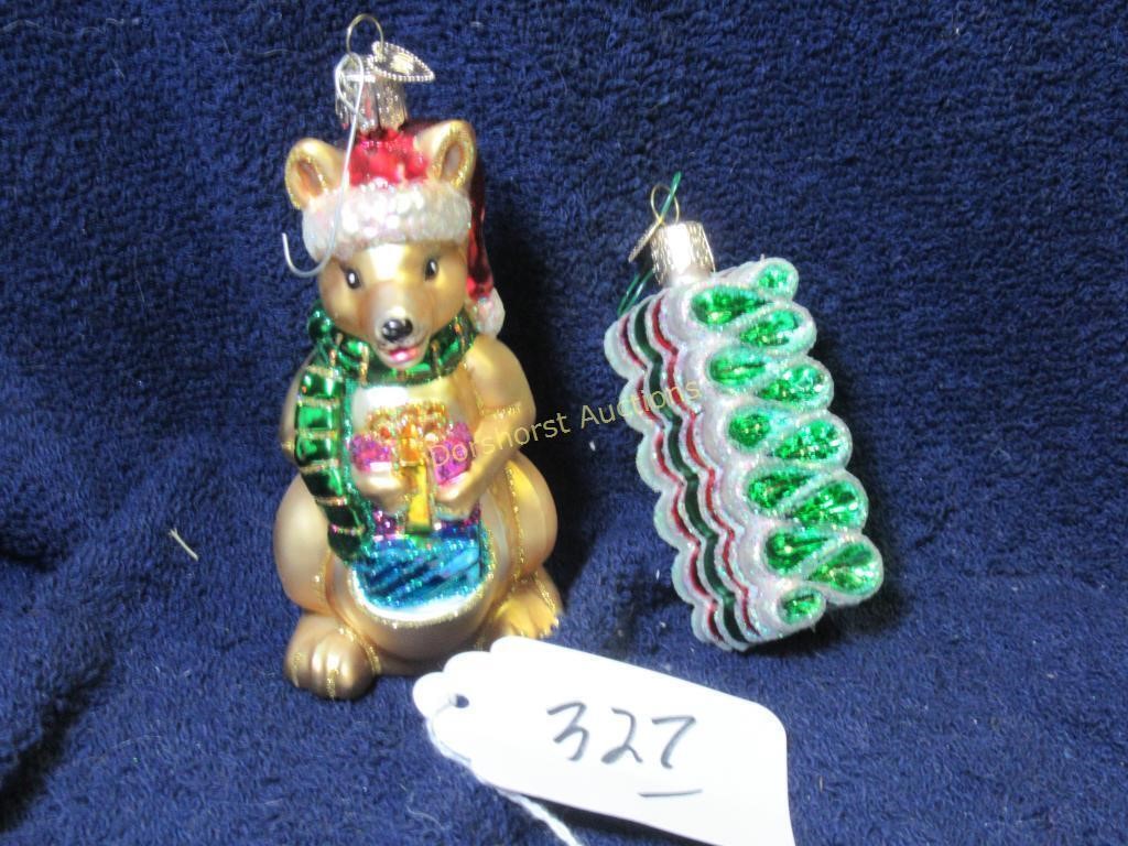 OLD WORLD CHRISTMAS GLASS ORNAMENTS (2-ITEMS)