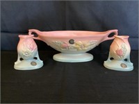 Vintage Hull floral console bowl/candle sticks