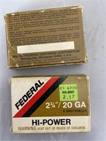 Federal 2-3/4" 20 Gauge Shot Shells 2 Boxes