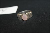 STERLING SILVER AND PINK OPAL RING SIZE 6 3/4