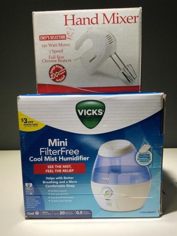 BNIB Mini Humidifier & Hand Mixer