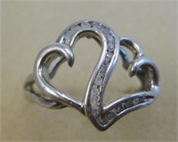 Sterling Silver Double Heart Ring - Hallmarked