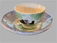 Antique Spatterware Cup and Saucer Circa 1850's