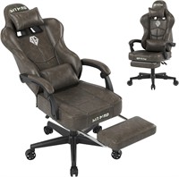 Popsit Gaming Chair with Footrest-Brown