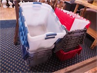 Group of 15 storage tubs with attached lids