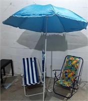 2 Beach Umbrellas w/ 2 Beach Chairs 8C