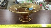 AMBER GLASSED ETCH CENTERPIECE BOWL