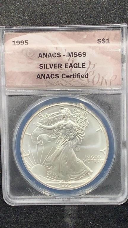 1995 ANACS MS69 Silver Eagle 1oz