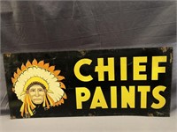 VINTAGE 28X12 INCH DOUBLE SIDED CHIEF PAINTS