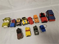 12 MOSTLY HOT WHEEL SIZED JEEP TOY CARS