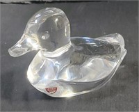 Orrefors crystal duck figurine, 5"l. x 3"w. x 4"h.