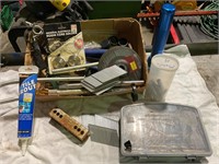 Box of assorted tools and extras