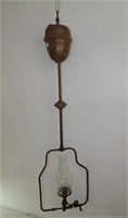 Antique Brilliant Gas Lamp Co. Hanging Brass Lamp
