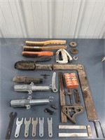 Stapler,  Wire Brushes, Squares,  Tool Wrenches