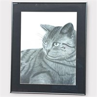 Cat Artwork Signed 27" x 22"