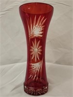 Gorgeous Red Etched Glass Vase