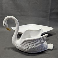 Vintage MCM Pottery Swan Planter & Console Dish