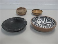 Four NA & Mexican Pottery Bowls See Info