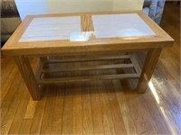 Coffee table with marble top inserts solid oak