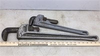 (2) RIDGID PIPE WRENCHES 24" & 18"