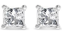 14k Wgold Princess-cut 1.00ct Diamond Earrings