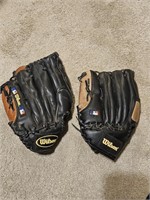 Lot of 2 Wilson Left Hand Baseball Gloves