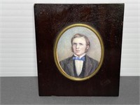 Antique miniature portrait in mahogany frame