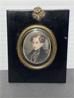Miniature hand painted portrait of young man