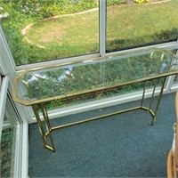 Brass and Glass End Table and Sofa Table