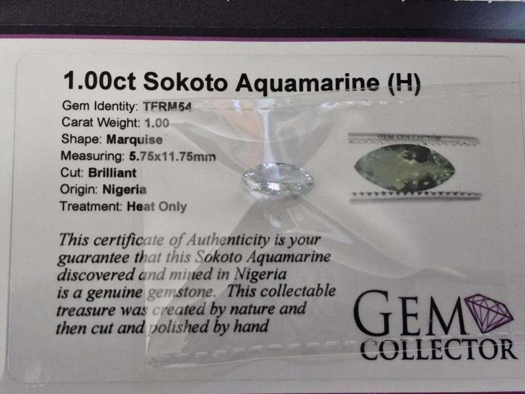 1.00ct Sokoto Aquamarine