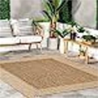 Asha Simple Border  Brown 9 ft. 6 in. x 12 ft.
