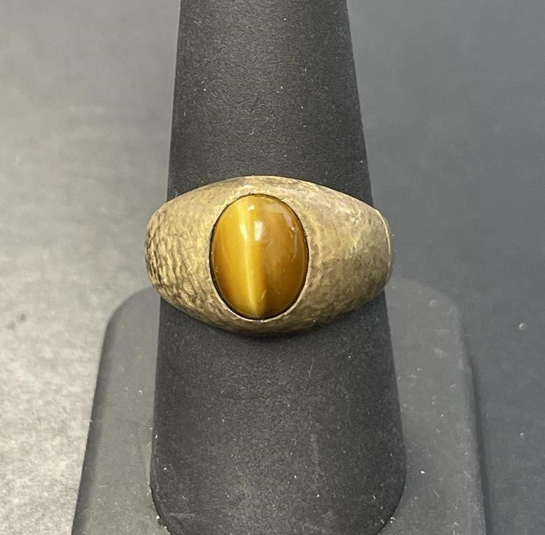 10 KT Mens Tiger Eye Ring