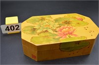 Fabric lined hand painted trinket box