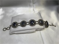 Designer Samuel B. Silver & Sapphire Link Bracelet