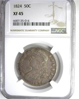 1824 Capped 50c NGC XF45 LISTS $400