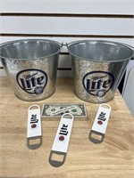 Miller lite beer advertising lot buckets and