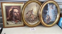 2 oval pictures and Jesus picture, all are