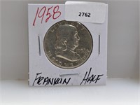 1958 90% Silv Franklin Half $1 Dollar