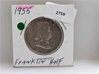 1955 90% Silv Franklin Half $1 Dollar