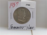 1957 90% Silv Franklin Half $1 Dollar