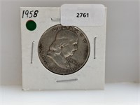 1958 90% Silv Franklin Half $1 Dollar