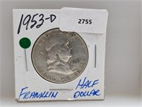 1953-D 90% Silv Franklin Half $1 Dollar