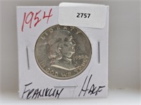 1954 90% Silv Franklin Half $1 Dollar