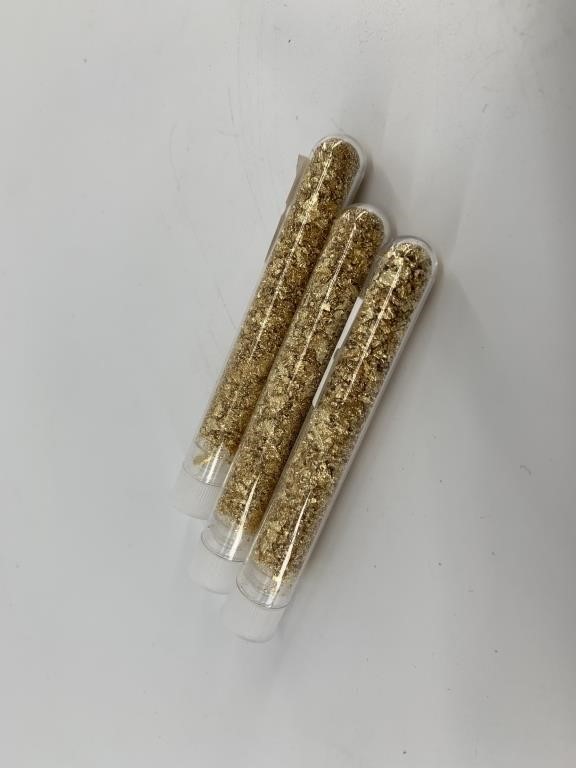 3 Small vials of gold leaf