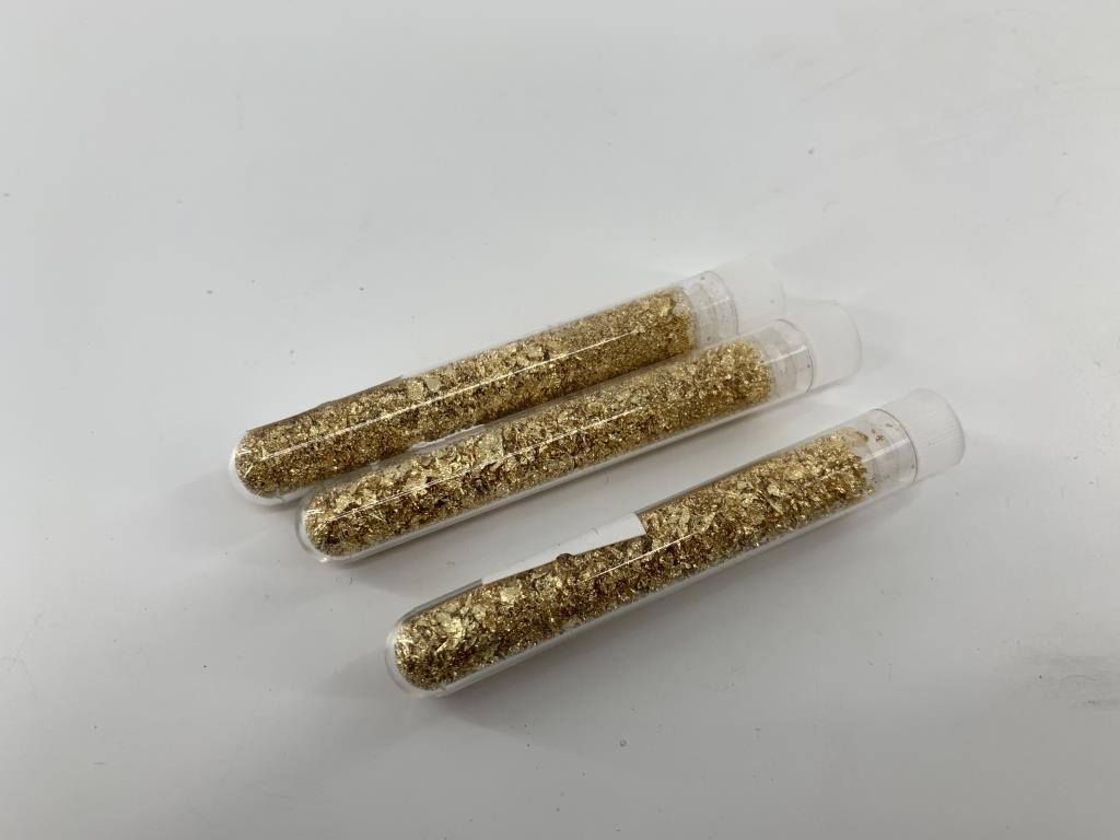 3 Small vials of gold leaf