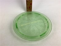 Green Uranium Depression Glass Cameo Footed Cake