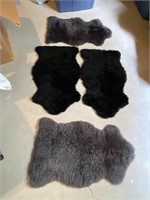 4 Faux Fur Rugs Gray & Black