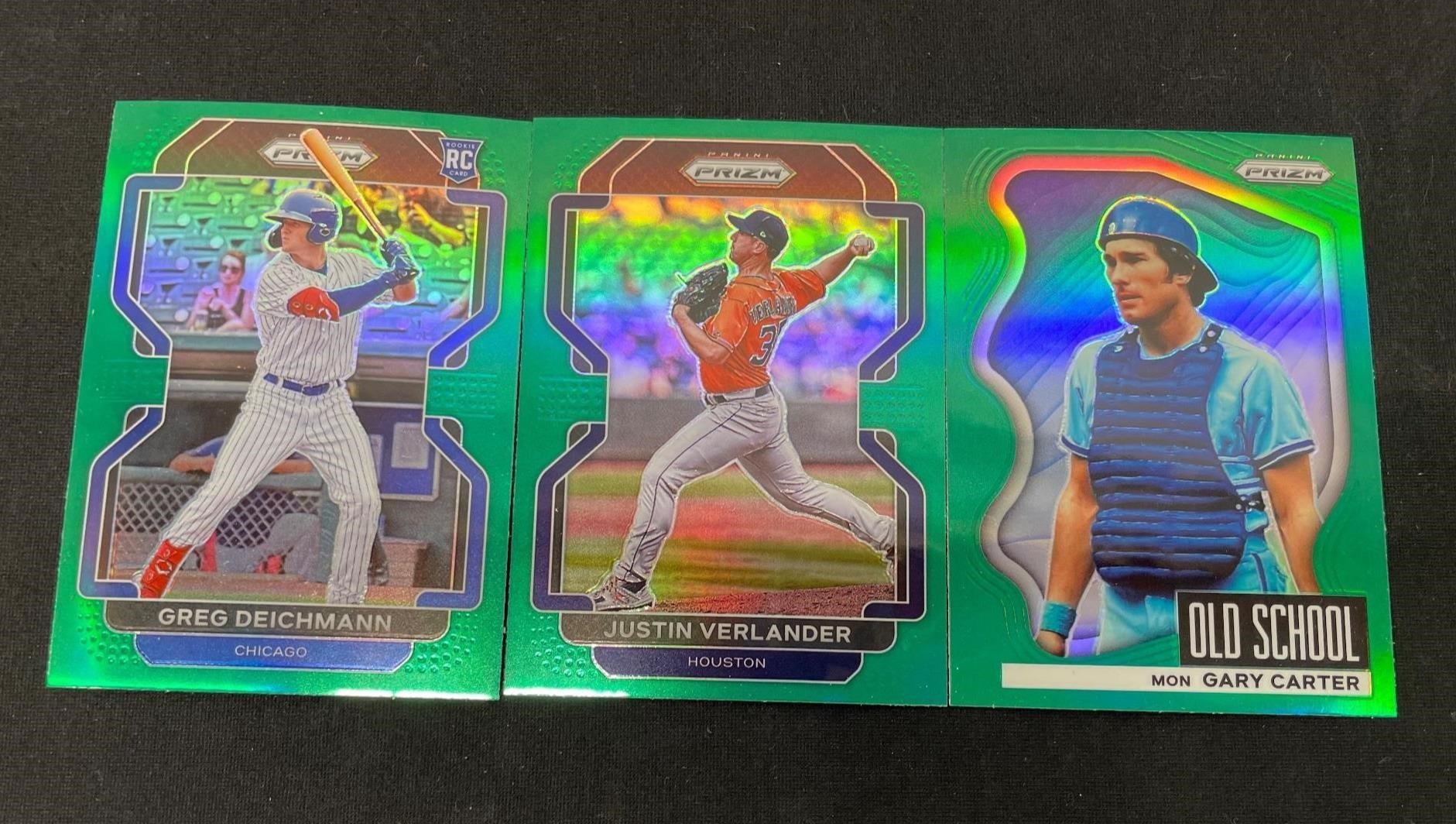 Trio Of Green Prizm MLB Cards