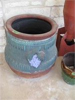 Glazed and clay planter