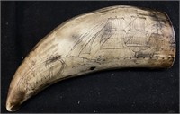 FAUX SCRIMSHAW WHALE TOOTH